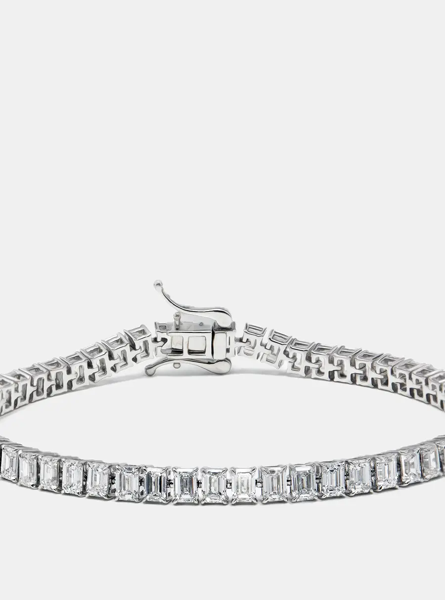 11.5 cts Emerald Cut Lab Grown Diamonds 18k White Gold Bracelet
