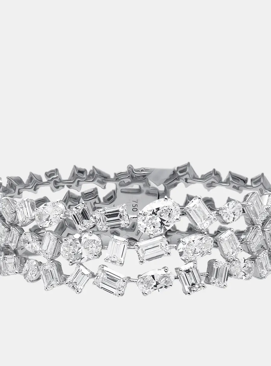 29 cts Emerald Cut Oval Lab Grown Diamonds 18k White Gold Bracelet
