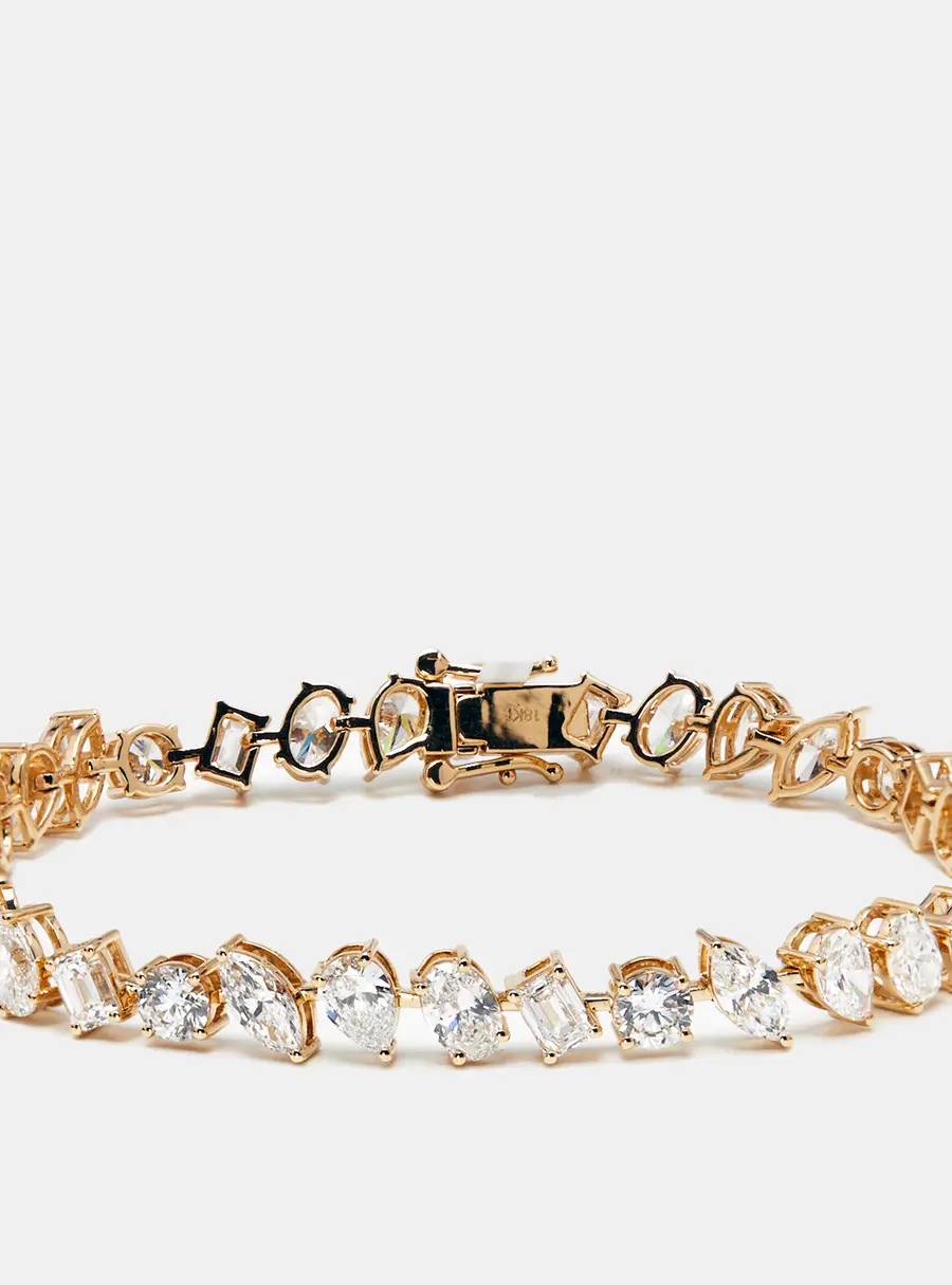 11.3 cts Mix shape Lab Grown Diamonds 18k Yellow Gold Bracelet