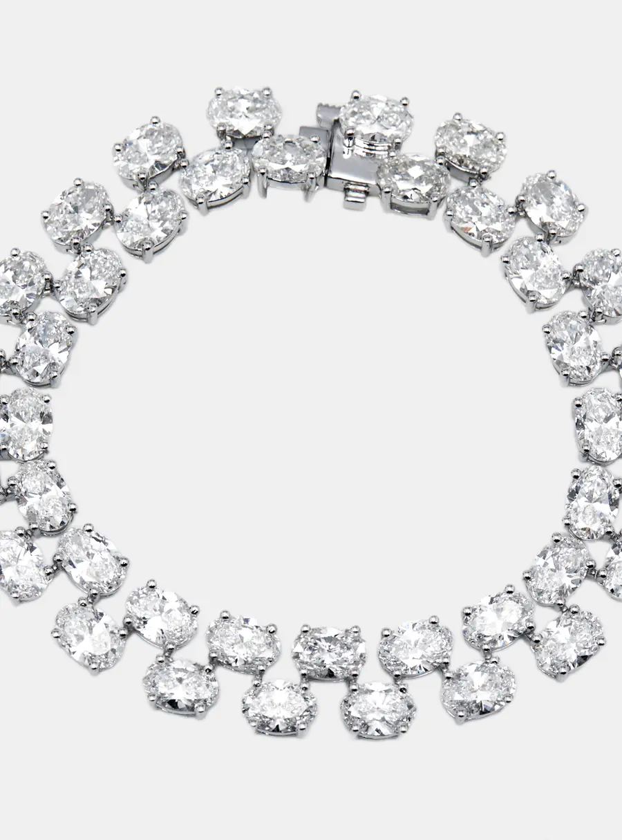 20.8 cts Oval Lab Grown Diamonds 18k White Gold Bracelet