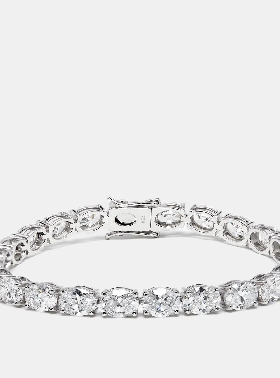 17 cts Oval Lab Grown Diamonds 18k White Gold Bracelet
