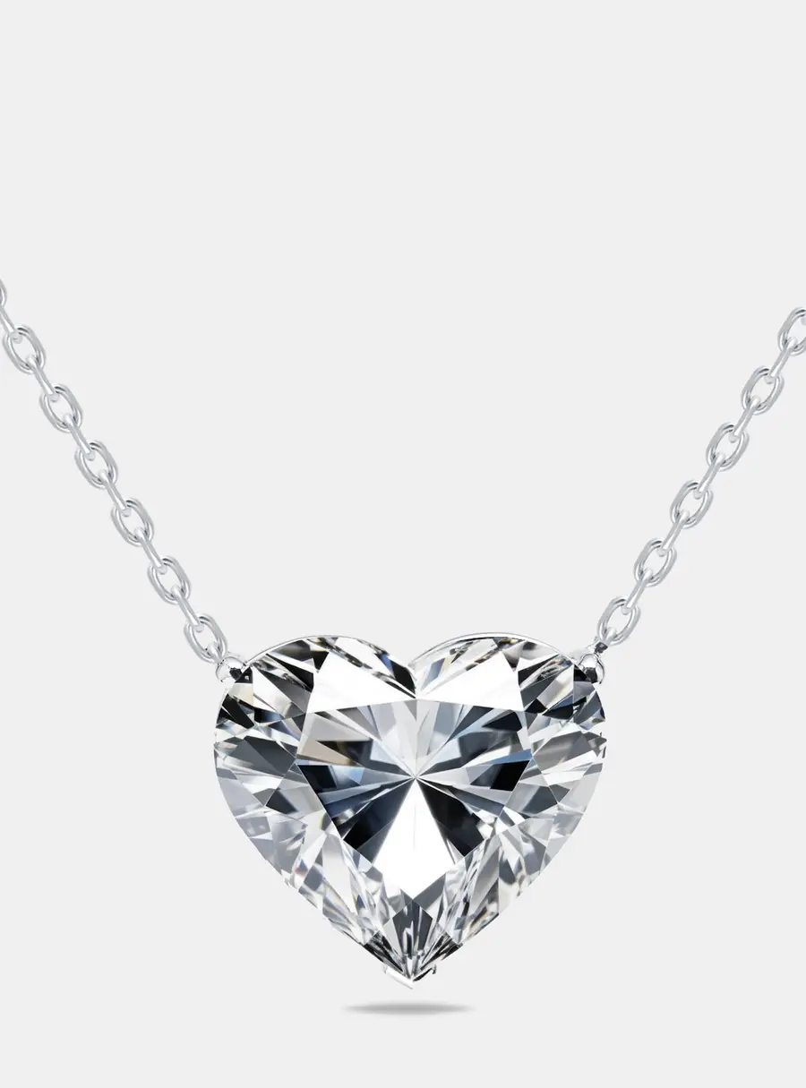 9 cts Heart Lab Grown Diamonds 18k White Gold Necklace