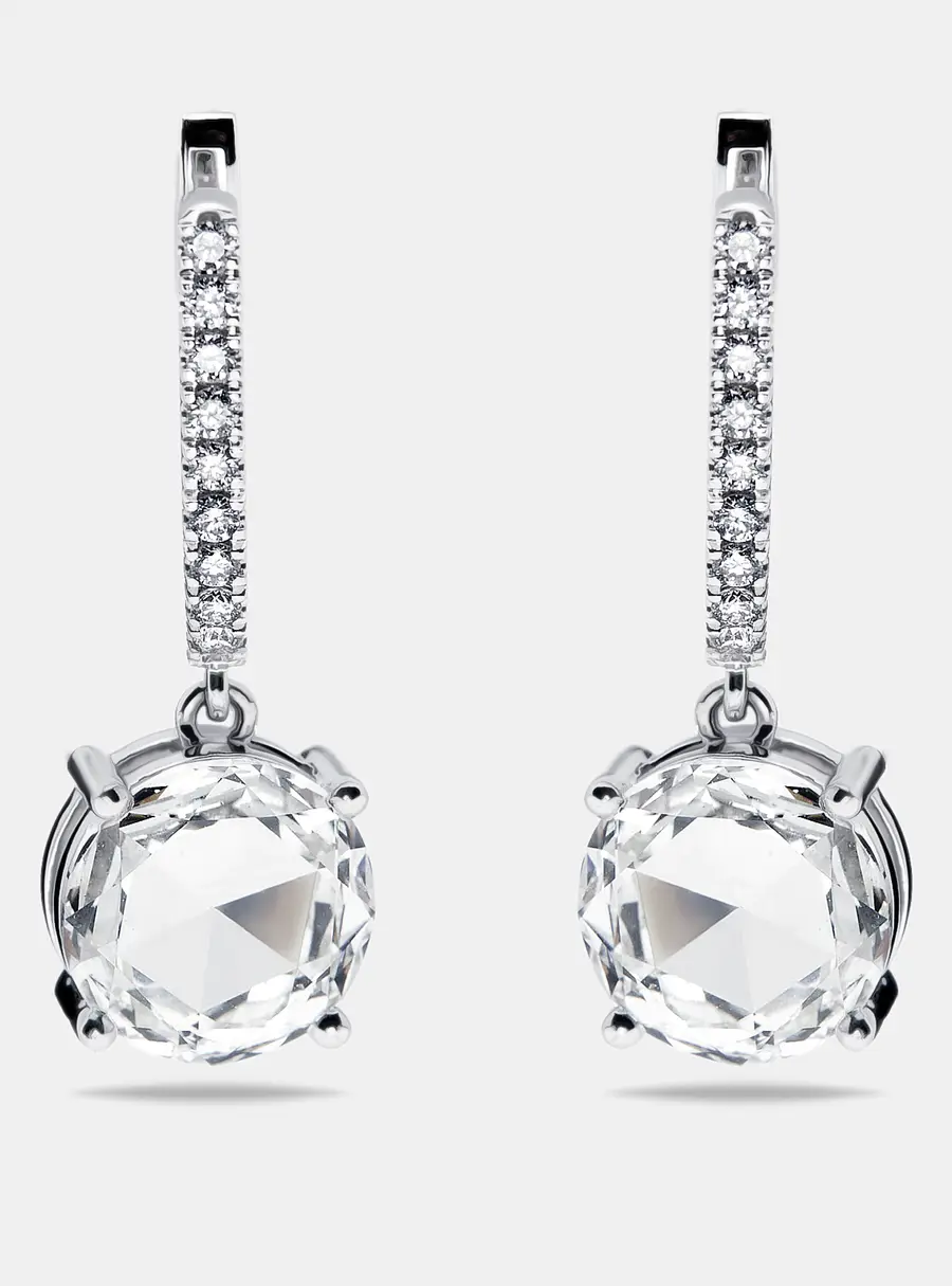6.4 cts Modified Round Lab Grown Diamonds 18k White Gold Earrings