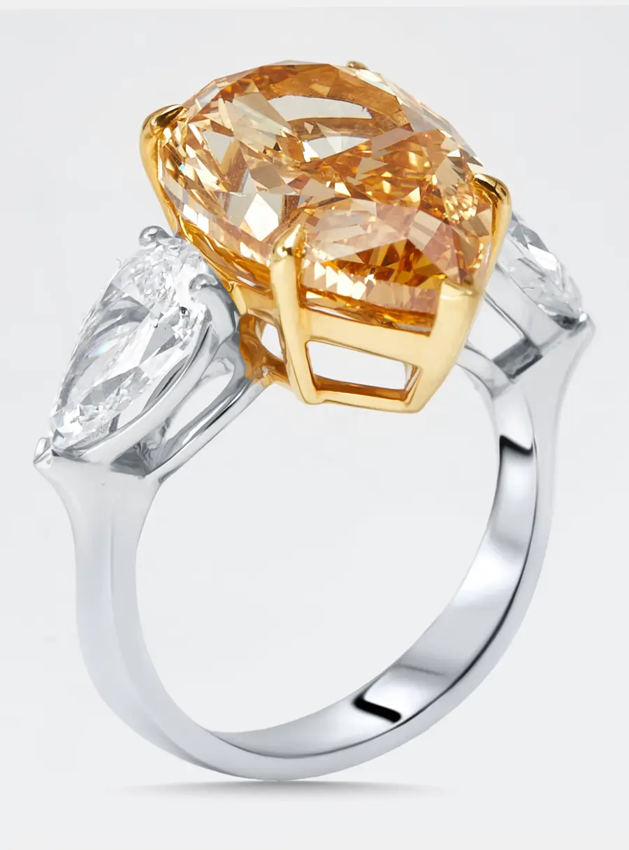 13 cts Pear Lab Grown Diamonds 18k Two Tone Gold Ring Size 51
