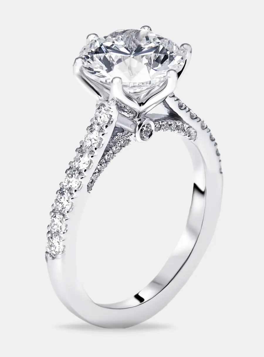 3.5 cts Round Lab Grown Diamonds 18k White Gold Ring Size 53