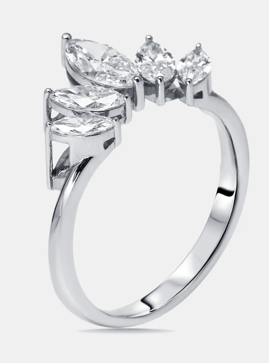 1 ct Marquise Lab Grown Diamonds 18k White Gold Ring Size 52