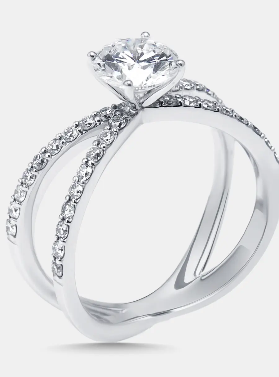 1.4 cts Round Lab Grown Diamonds 18k White Gold Ring Size 54
