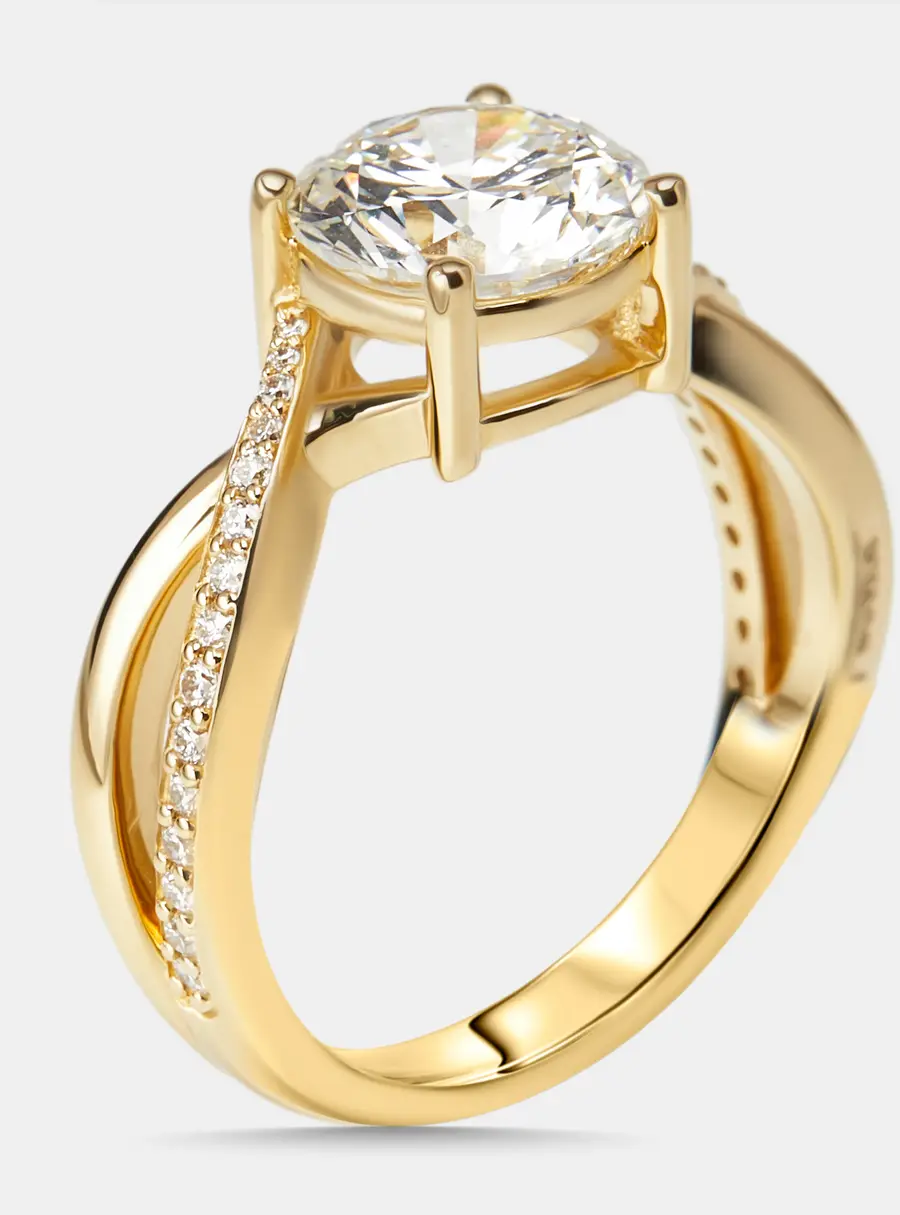 2.2 cts Round Lab Grown Diamonds 18k Yellow Gold Ring Size 55