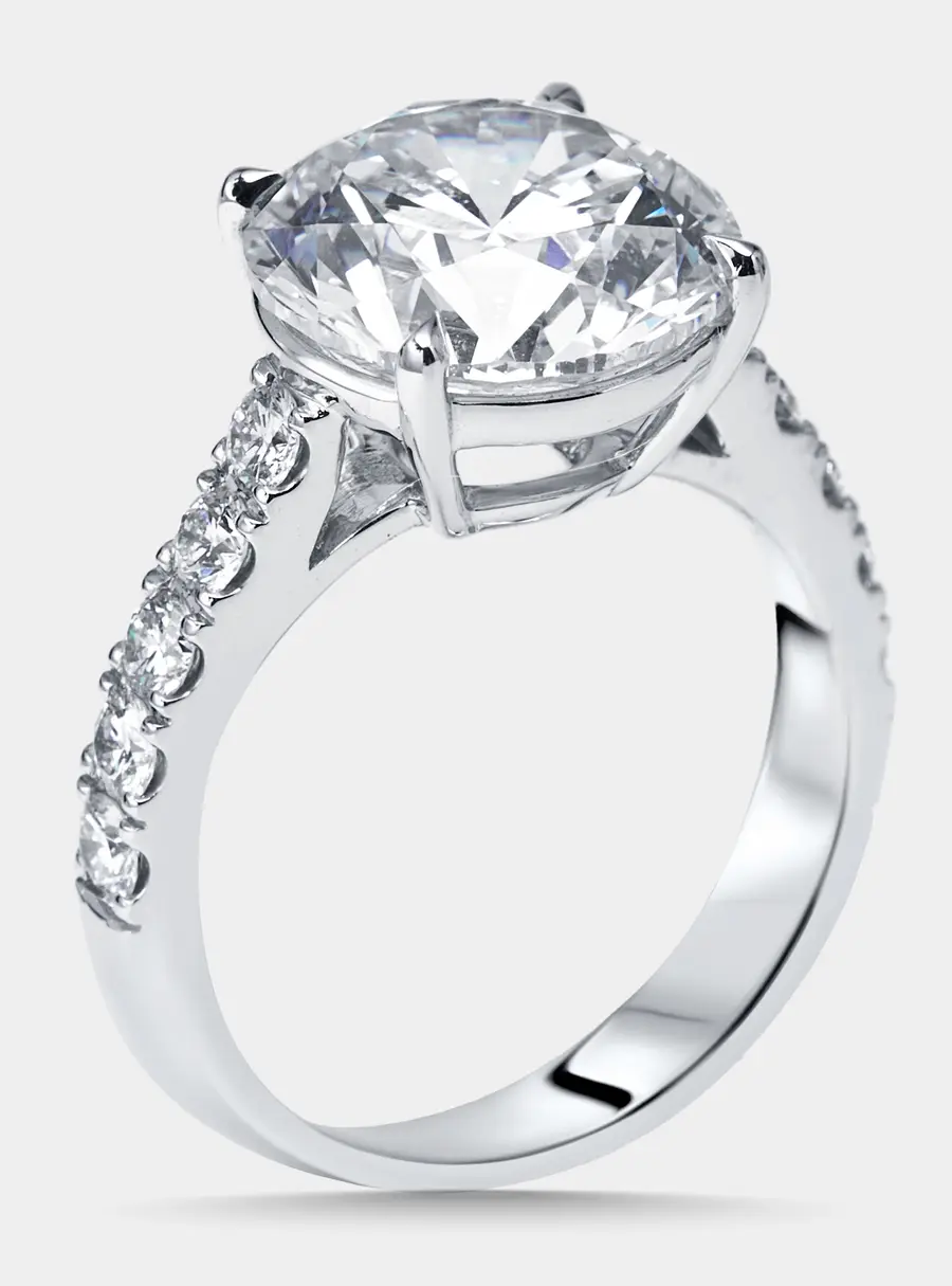 5.5 cts Round Lab Grown Diamonds 18k White Gold Ring Size 55