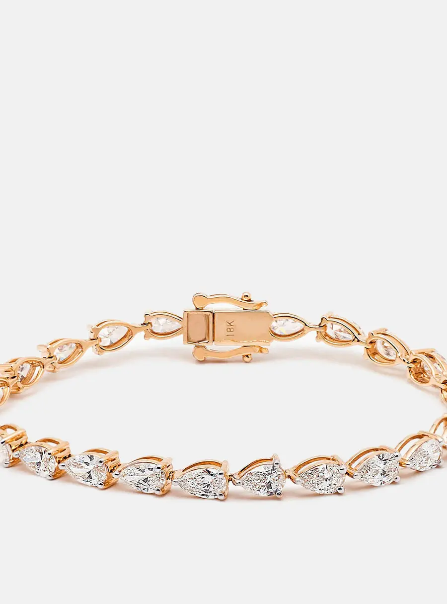 11.5 cts Pear Lab Grown Diamonds 18k Yellow Gold Bracelet