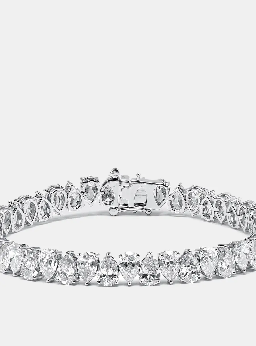 20 cts Pear Lab Grown Diamonds 18k White Gold Bracelet