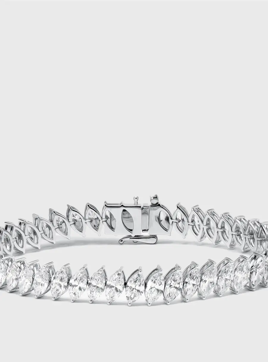 10.5 cts Marquise Lab Grown Diamonds 18k White Gold Bracelet