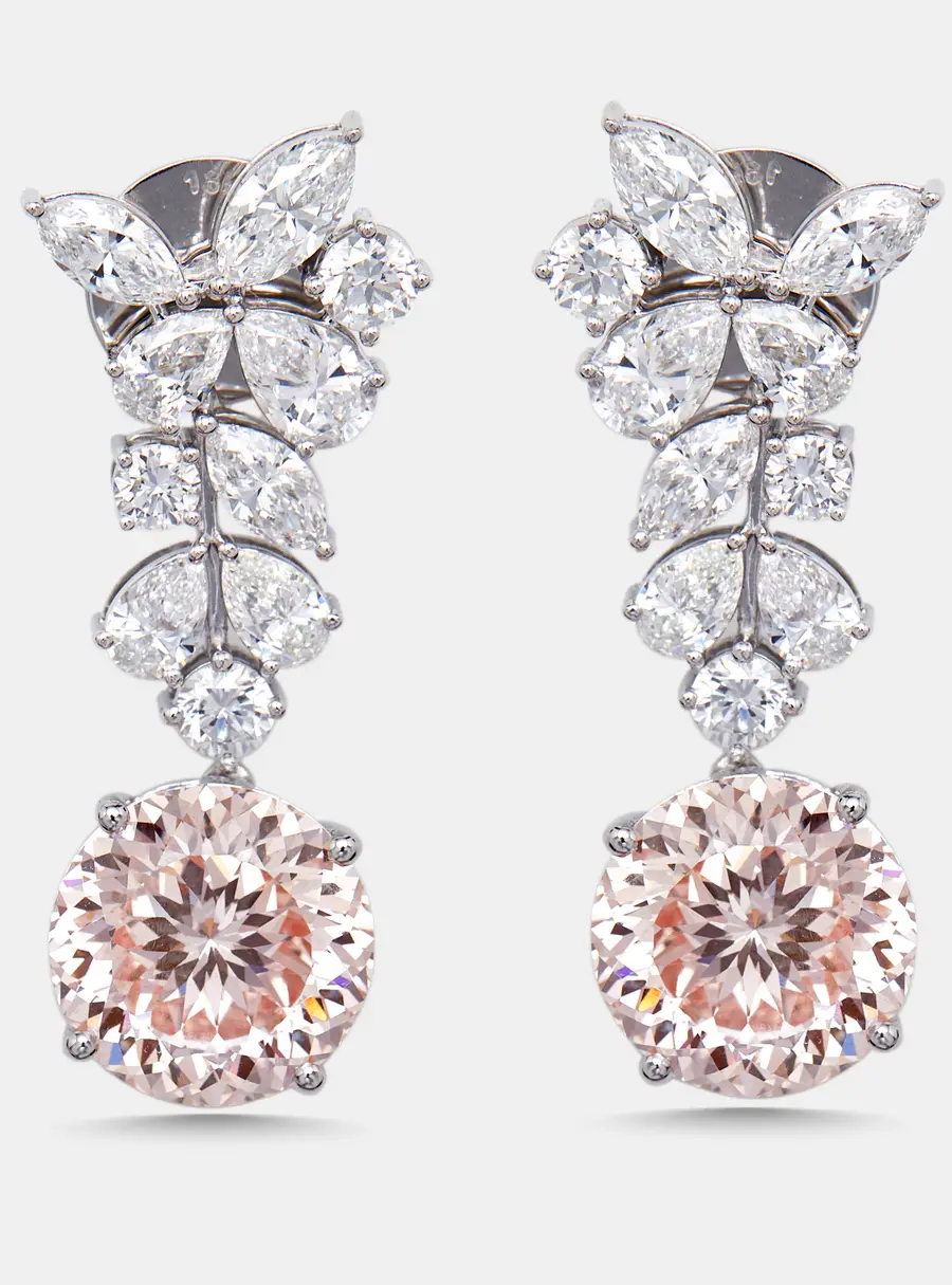 16 cts Pear, Modified Round Lab Grown Diamonds 18k White Gold Earrings