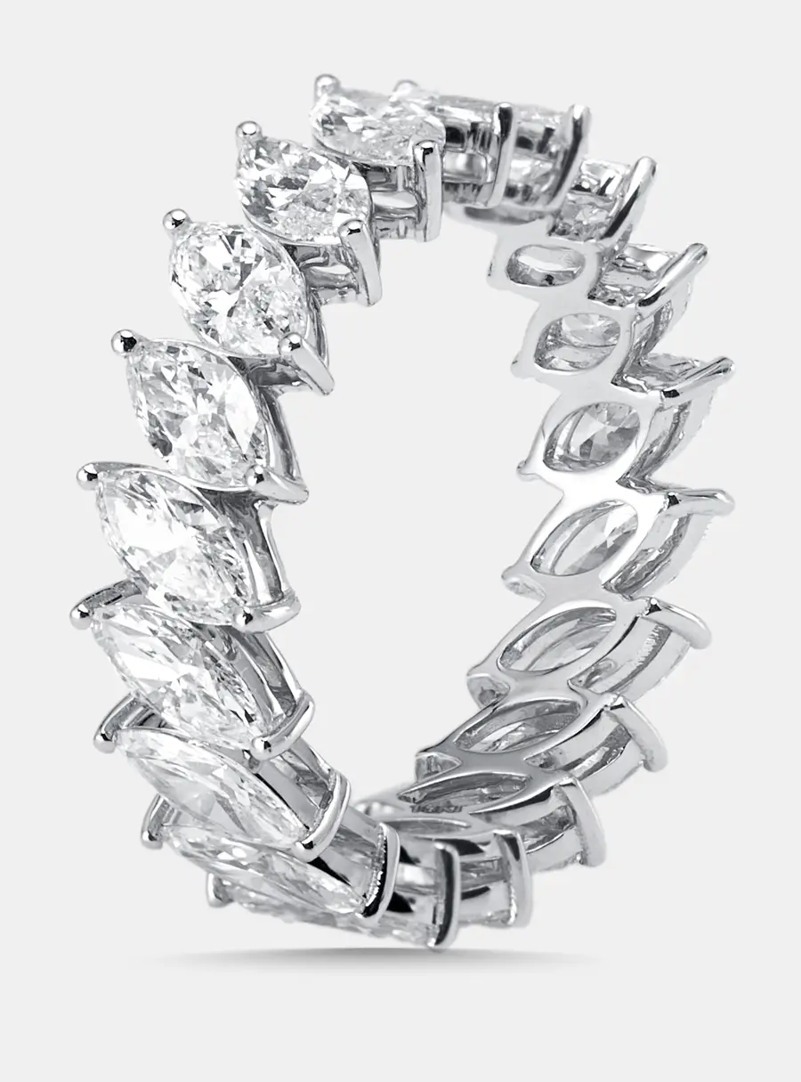 3.8 cts Marquise Lab Grown Diamonds 18k White Gold Ring Size 53
