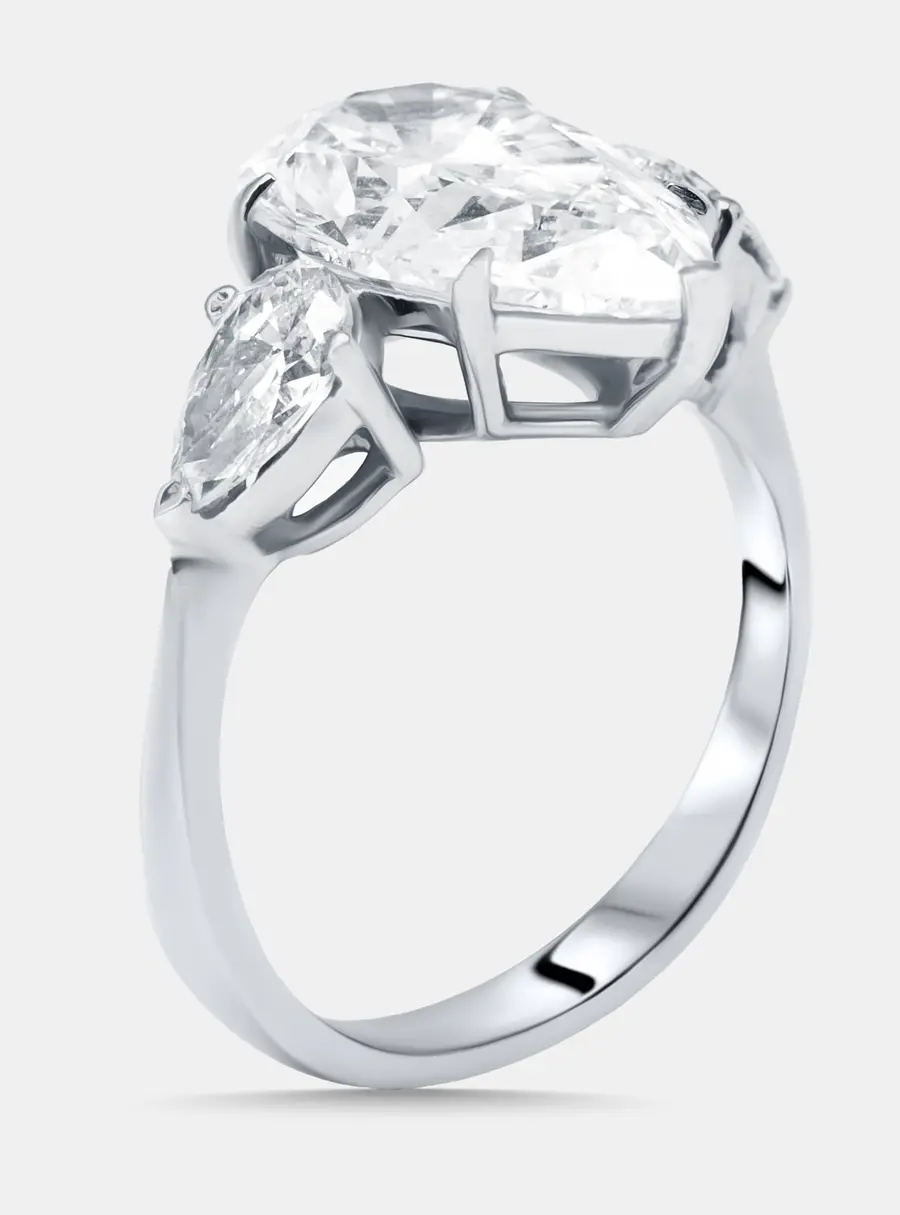 9.4 cts Pear Lab Grown Diamonds 18k White Gold Ring Size 52