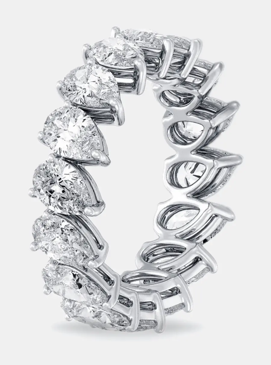 3.4 cts Pear Lab Grown Diamonds 18k White Gold Ring Size 53