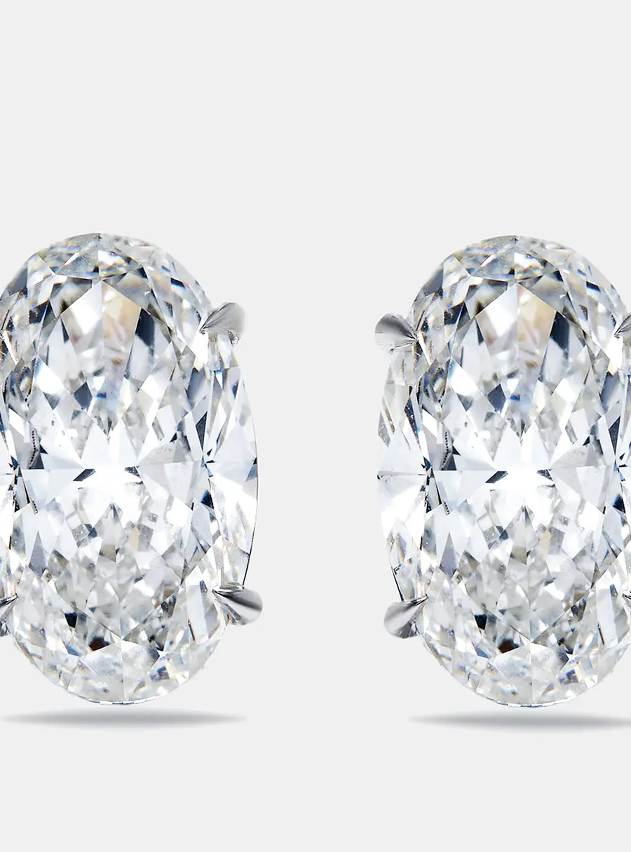 10.00 cts Oval Brilliant Cut Lab Grown Diamond 18k White Gold Earrings