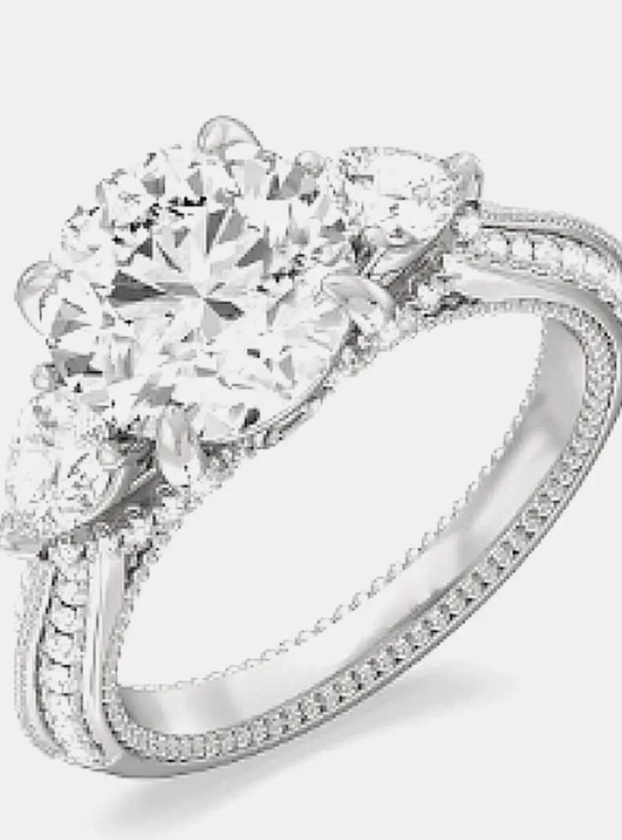 2.5 cts Pear Cut Lab Grown Diamond 14k White Gold Ring EU 50.5