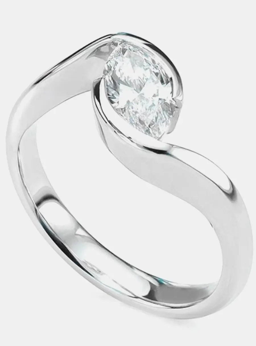 1 cts Marquise Lab Grown Diamond 14k White Gold Wedding Ring EU 52