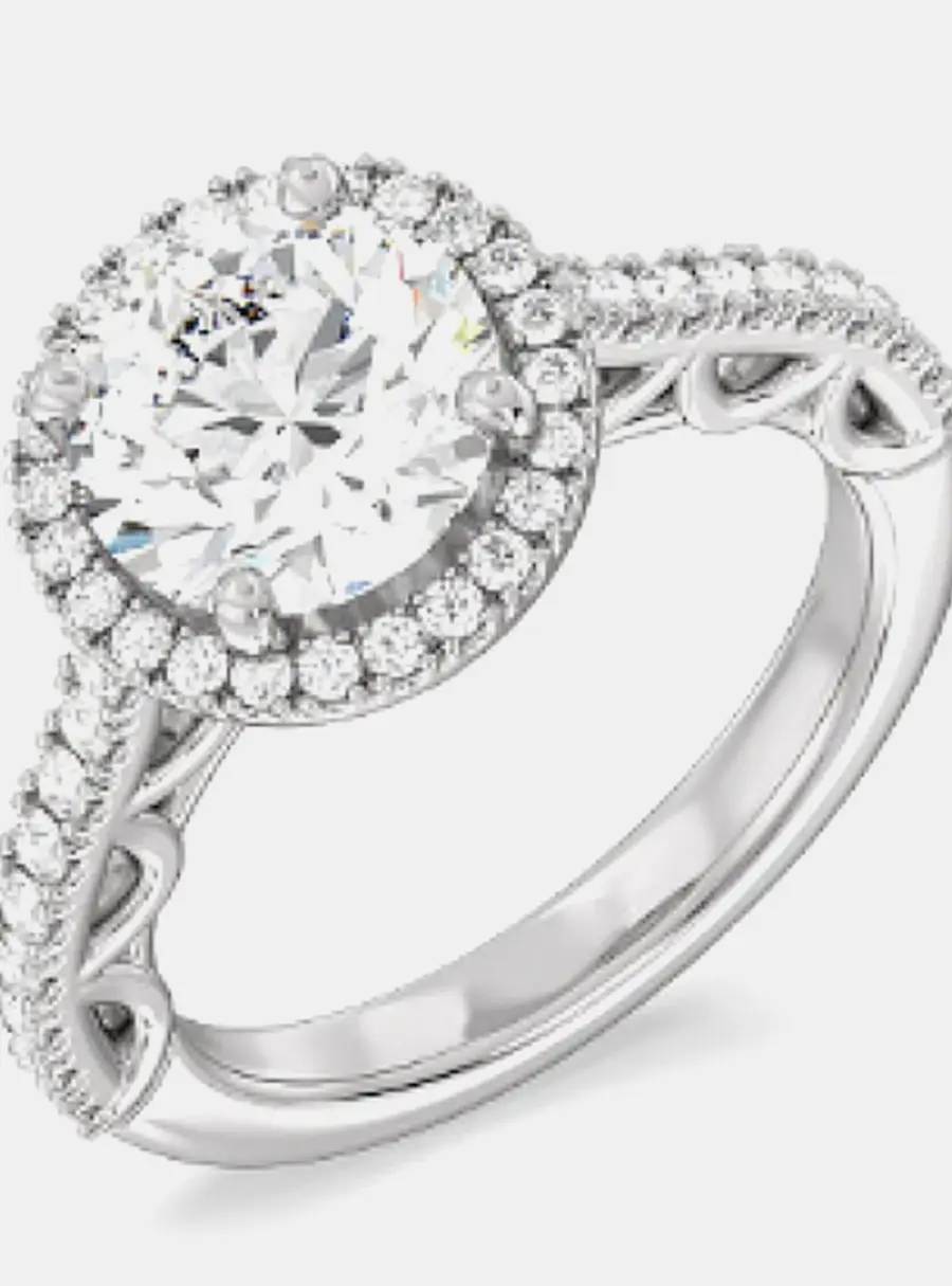 1.75 cts Round Cut Lab Grown Diamond 14k White Gold Ring EU 52