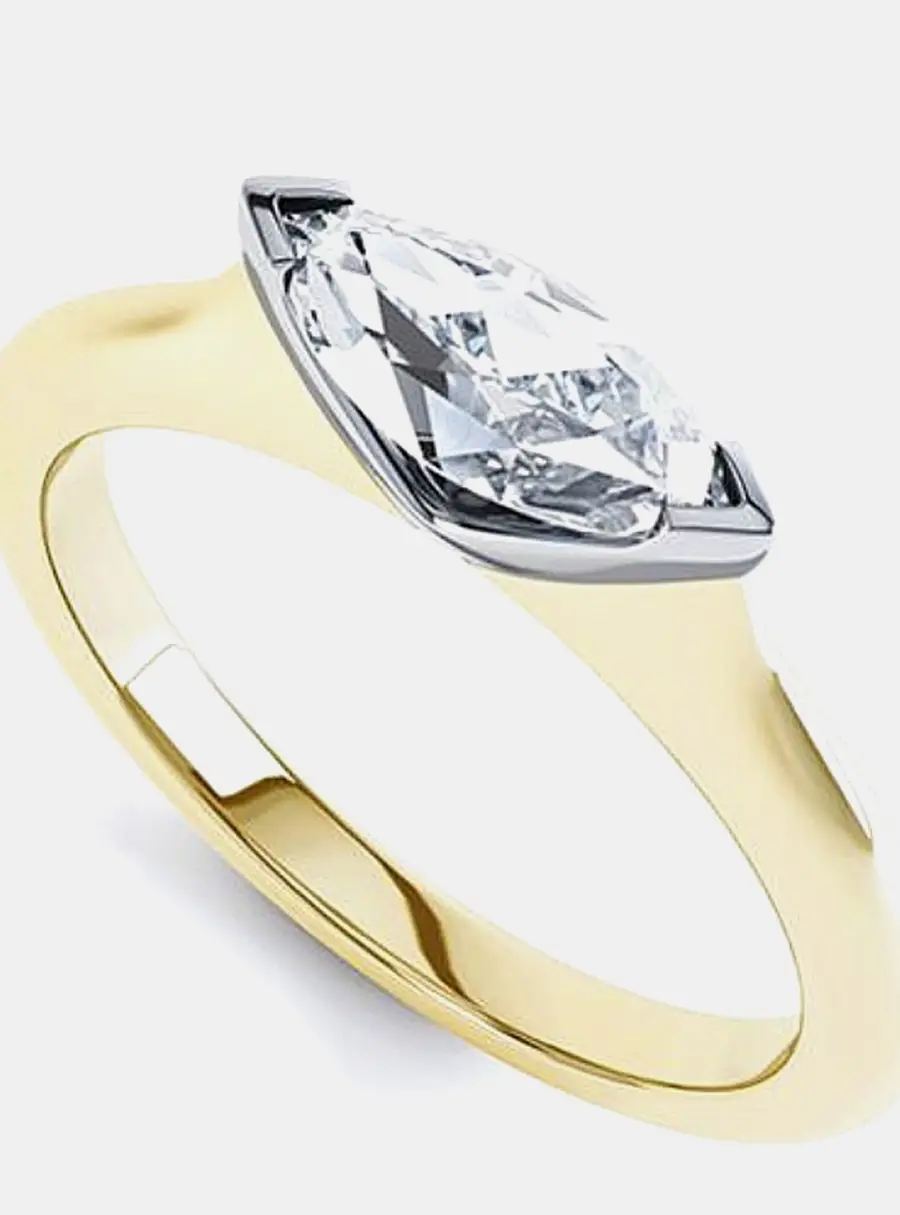 1 cts Marquise Lab Grown Diamond 14k Yellow Gold Wedding Ring