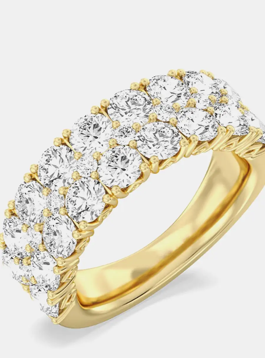 3 cts Round Cut Lab Grown Diamond 14k Yellow Gold Engagement Band 3.4 MM