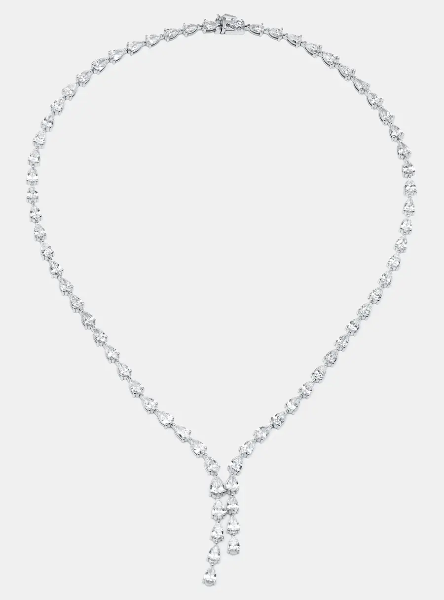16.5 cts Pear Lab Grown Diamond 18k White Gold Necklace