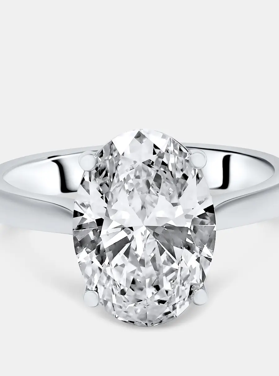 5.00 cts Oval Lab Grown Diamond 18k White Gold Ring Size 51
