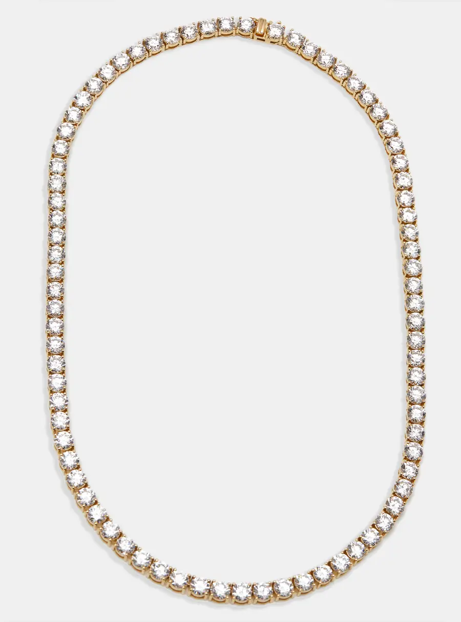 40 cts Round Lab Grown Diamond 18k Yellow Gold Necklace