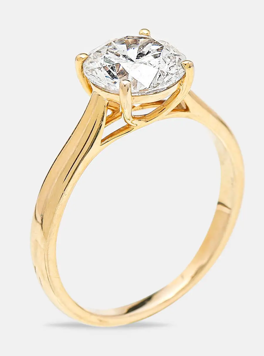 2.00 cts Round Lab Grown Diamond 18k Yellow Gold Ring Size 50