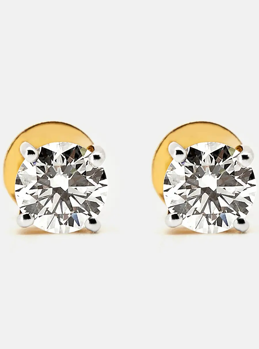2.00 cts Round Lab Grown Diamond 18k Yellow Gold Earrings