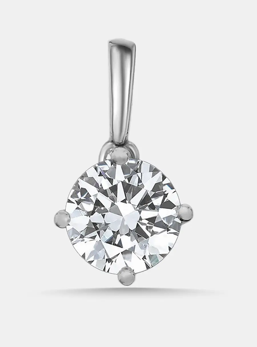 1.00 cts Round Lab Grown Diamond 18k White Gold Pendant