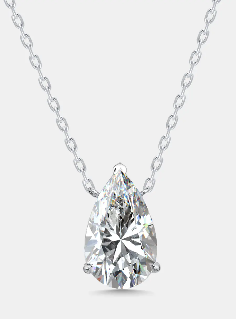 2.00 cts Pear Lab Grown Diamond 18k White Gold Necklace