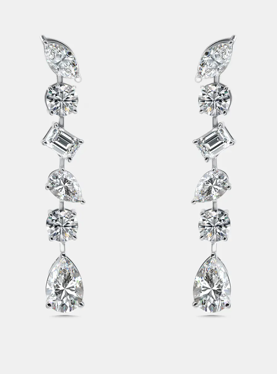 3.05 cts Lab Grown Diamonds 18k White Gold Earrings
