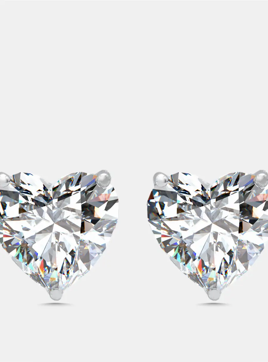 6 cts Heart Lab Grown Diamonds 18k White Gold Earrings