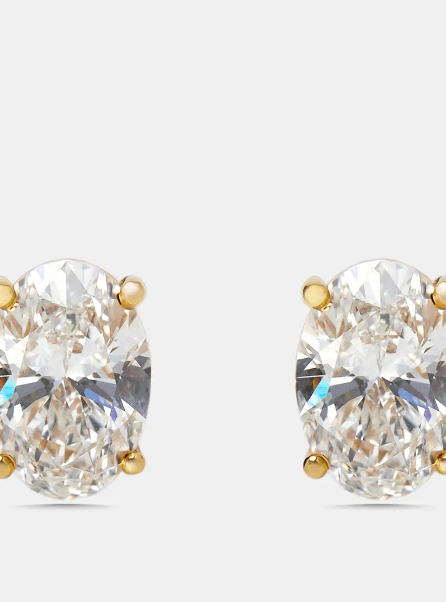 4 cts Oval Lab Grown Diamonds 18k Yellow Gold Earrings