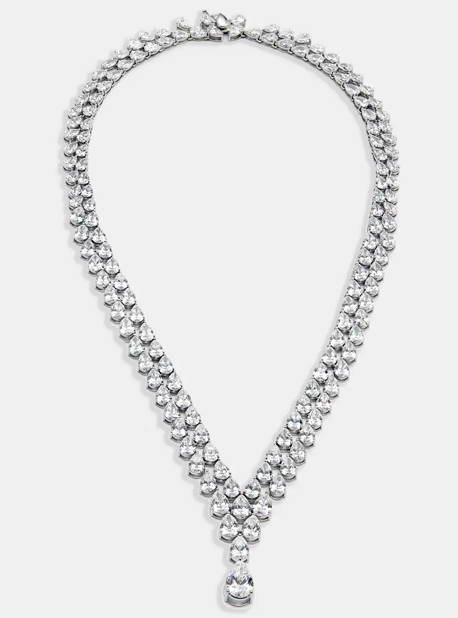 71 cts Pear Lab Grown Diamonds 18k White Gold Necklace