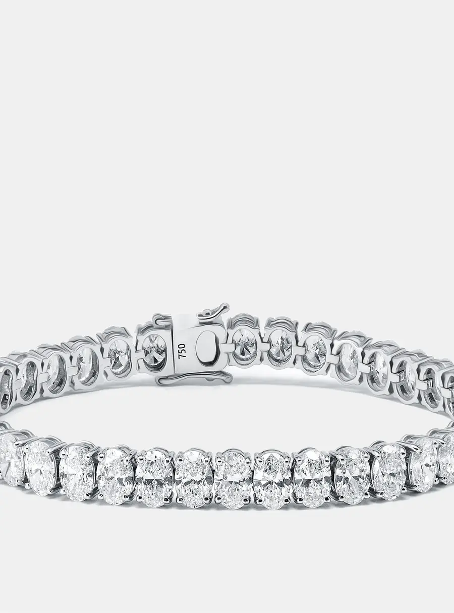 16 cts Oval Lab Grown Diamonds 18k White Gold Bracelet