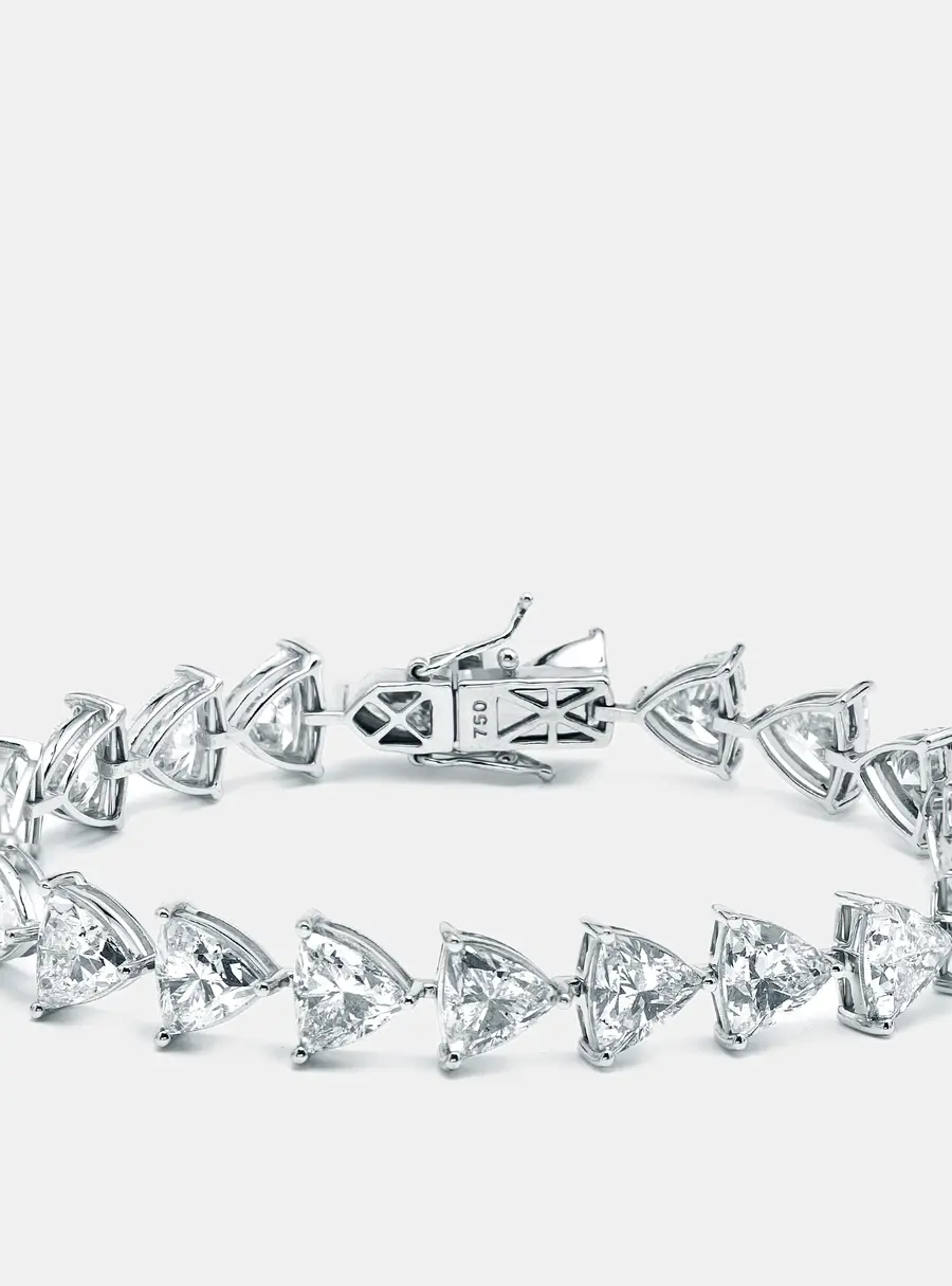 22 cts Trillion Lab Grown Diamonds 18k White Gold Bracelet