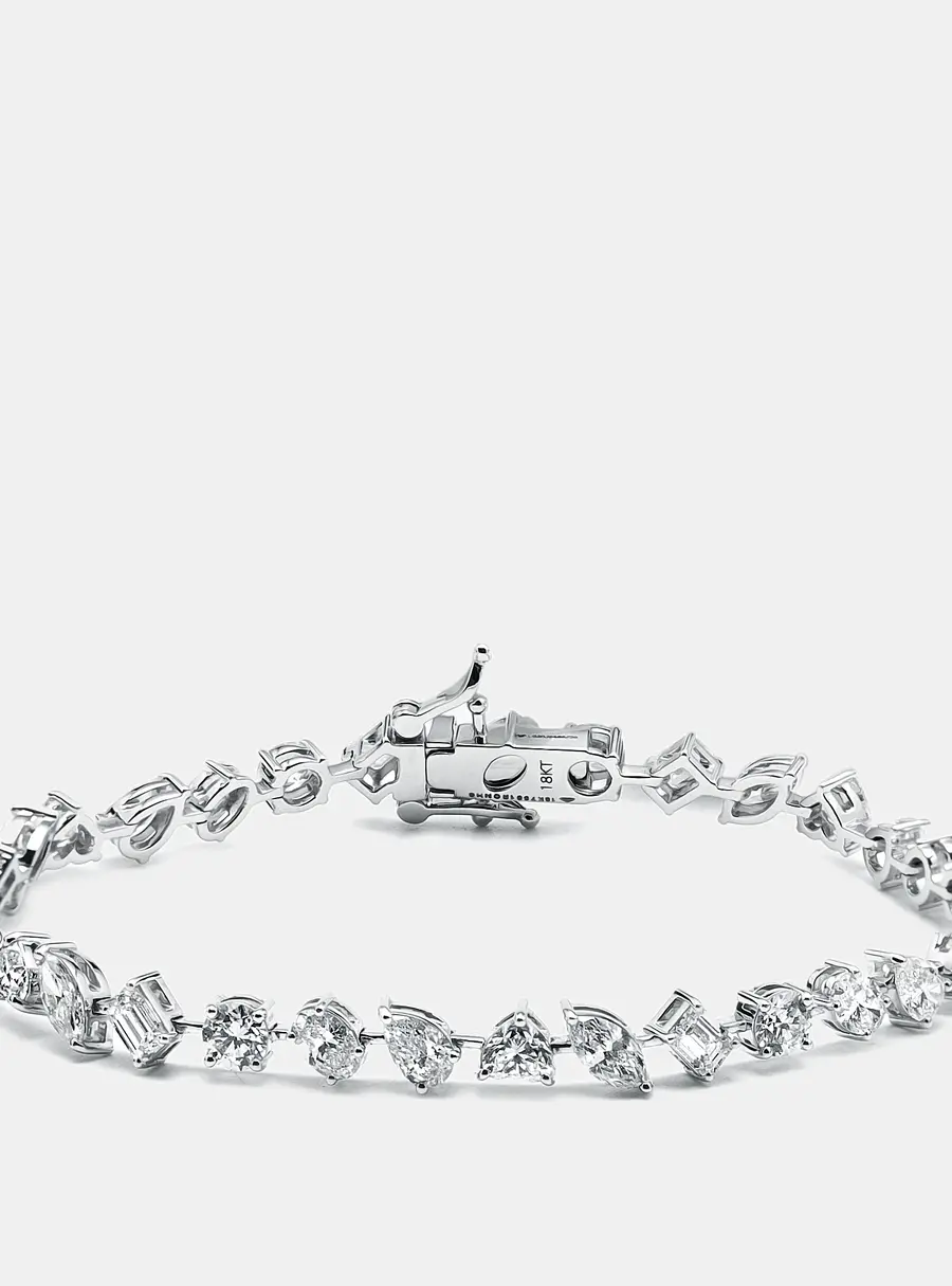 6.5 cts Multi Shape Lab Grown Diamonds 18k white Gold Bracelet
