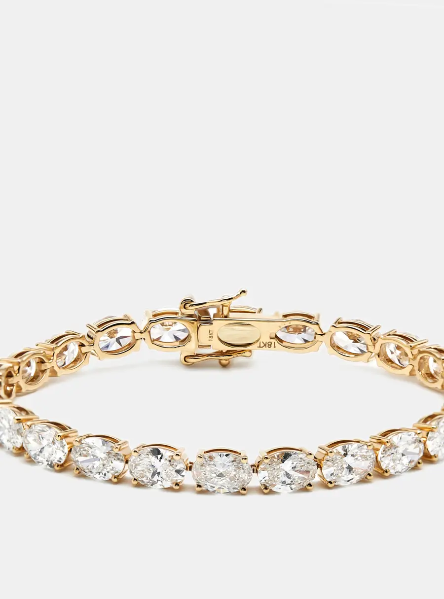 12.5 cts Oval Lab Grown Diamonds 18k Yellow Gold Bracelet