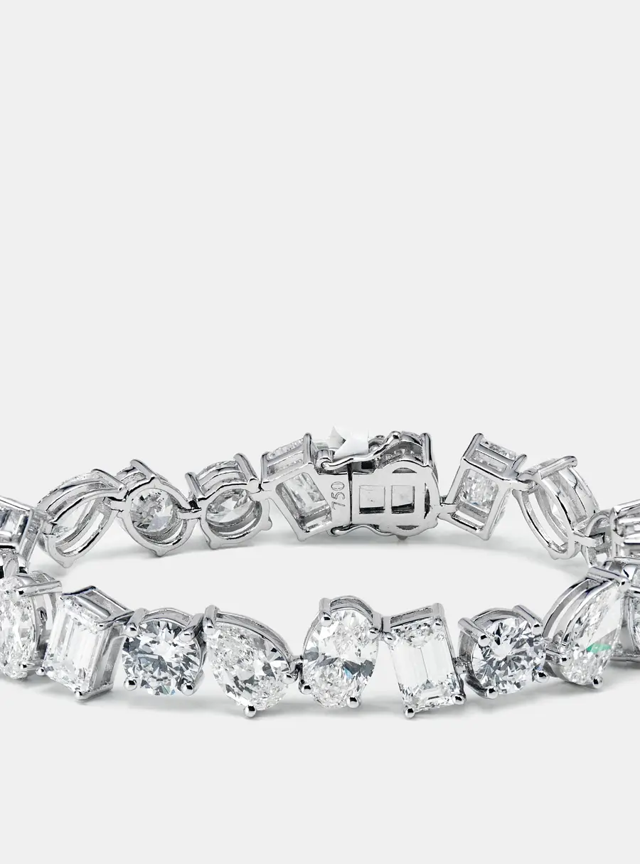 23 cts Multi Shape Lab Grown Diamonds 18k White Gold Bracelet