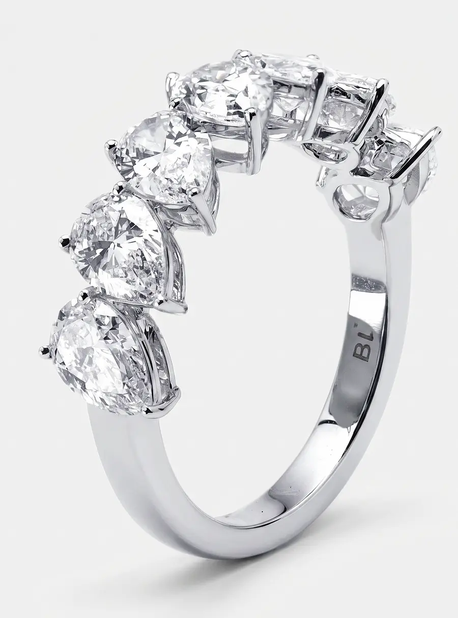 2.6 cts Pear Lab Grown Diamonds 18k White Gold Ring Size 55