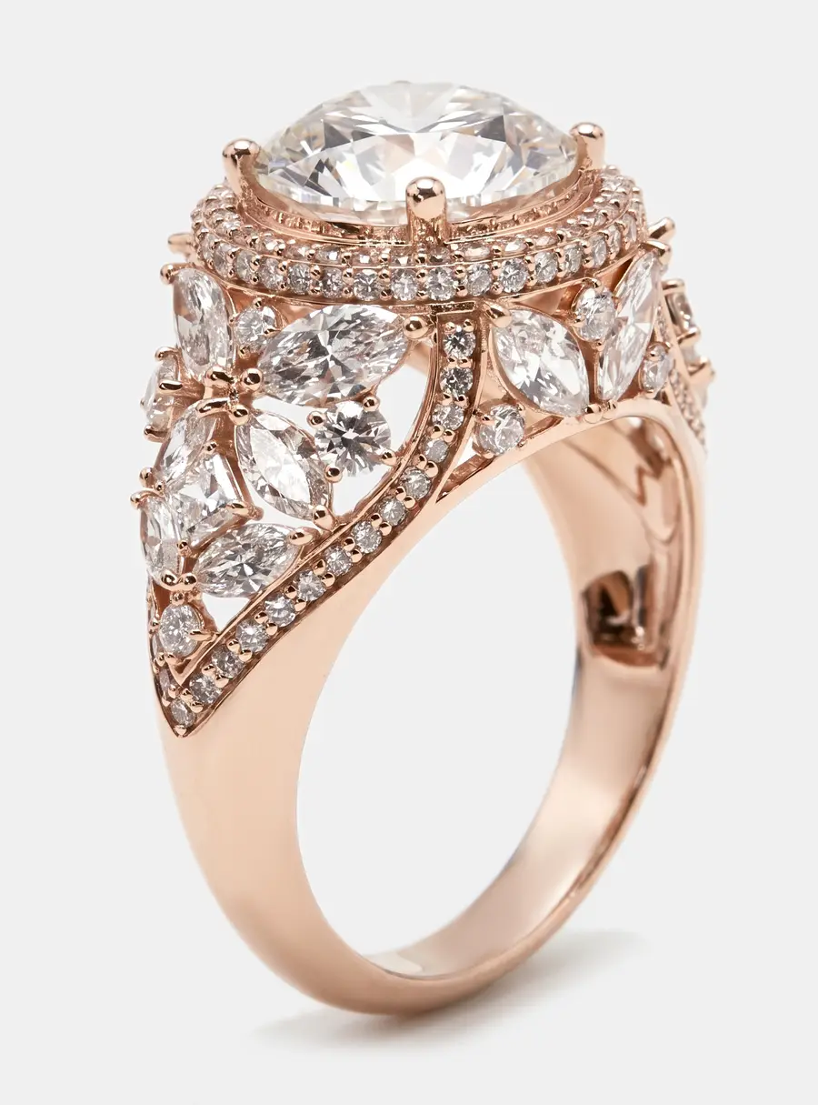 5 cts Lab Grown Diamonds 18k Rose Gold Ring Size 54