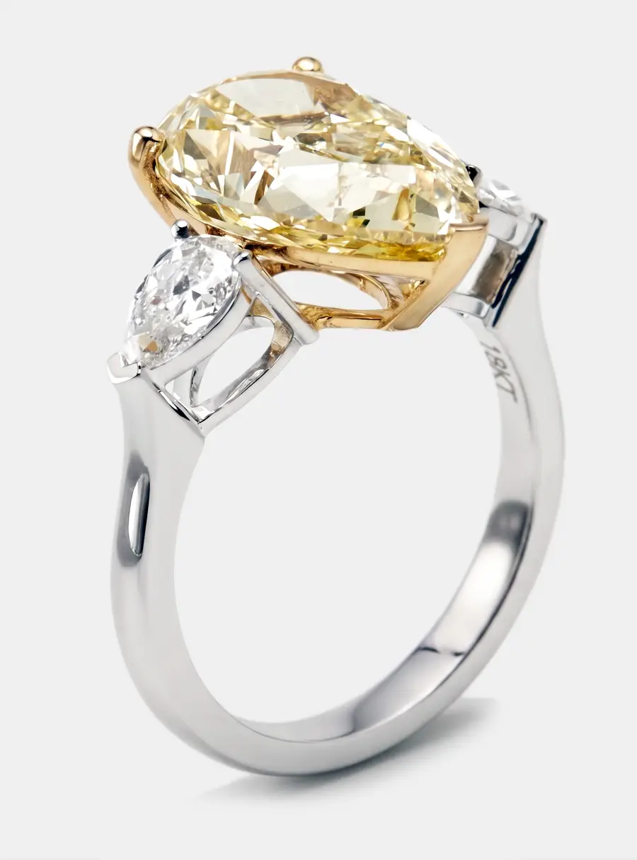 6.3 cts Pear Lab Grown Diamonds 18k Two Tone Gold Ring Size 52