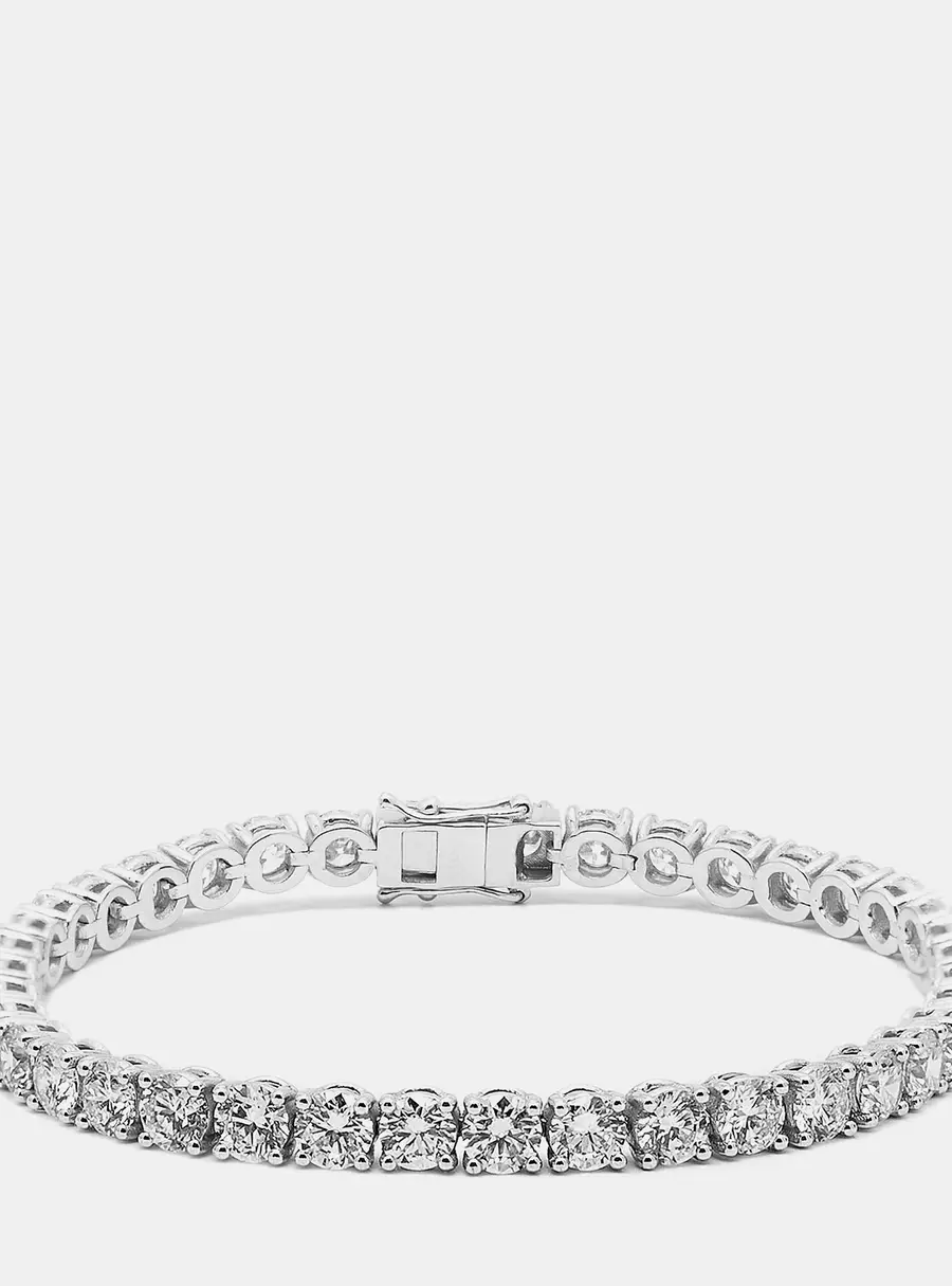 11 cts Round Lab Grown DIamond 14k White Gold Bracelet 17 cm