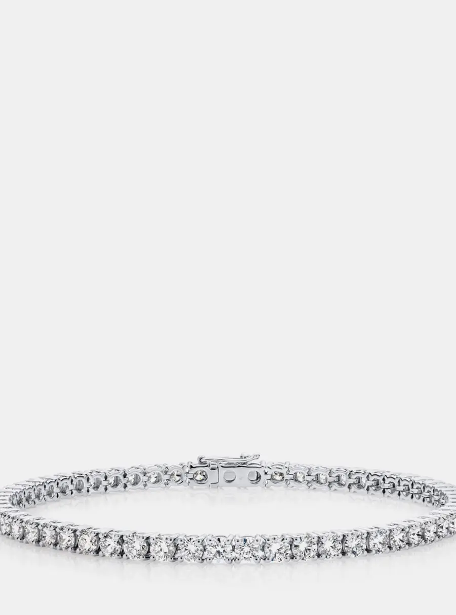 5.3 cts Round Lab Grown DIamond 14k White Gold Bracelet 17 cm