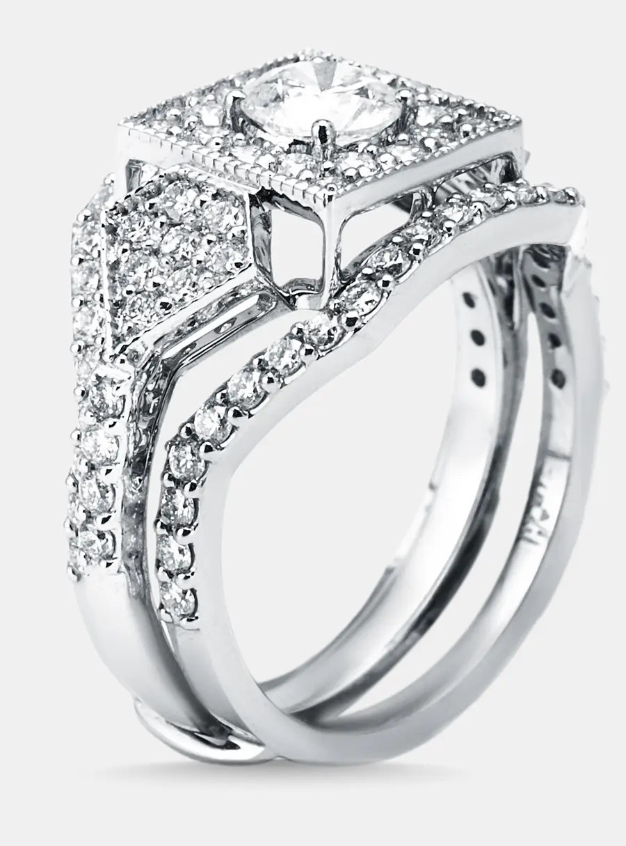 1.87 cts Round Lab Grown Diamond 14K White Gold Ring Size 54