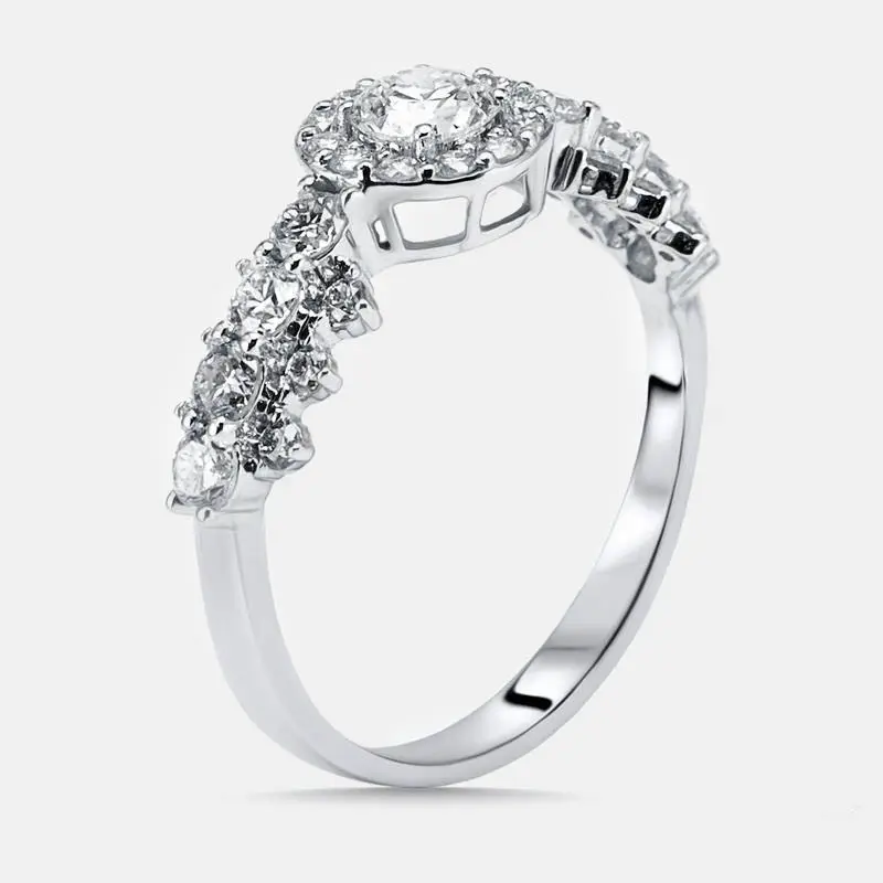 1.13 cts Round Lab Grown Diamond 14K White Gold Ring Size 54