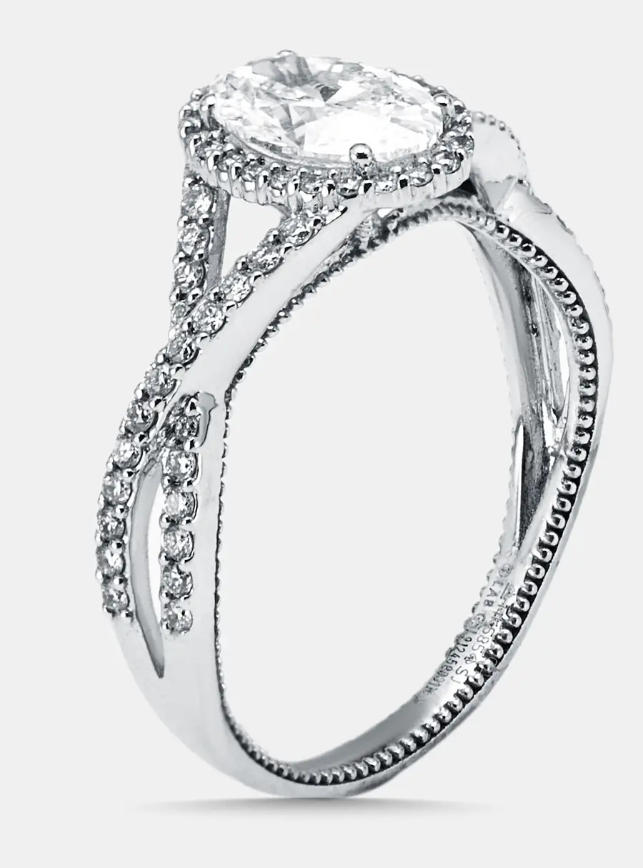 1.30 cts Oval Lab Grown Diamond 14K White Gold Ring Size 54